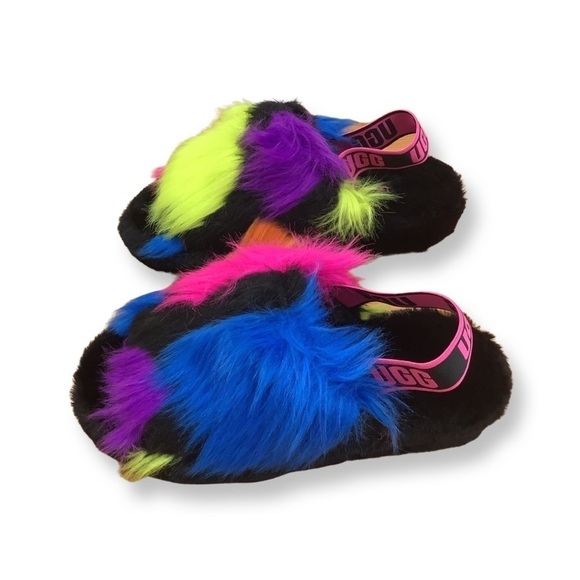 UGG Size 8 fluff yeah multicolor party spots sandals. New Without Box. - Picture 3 of 6
